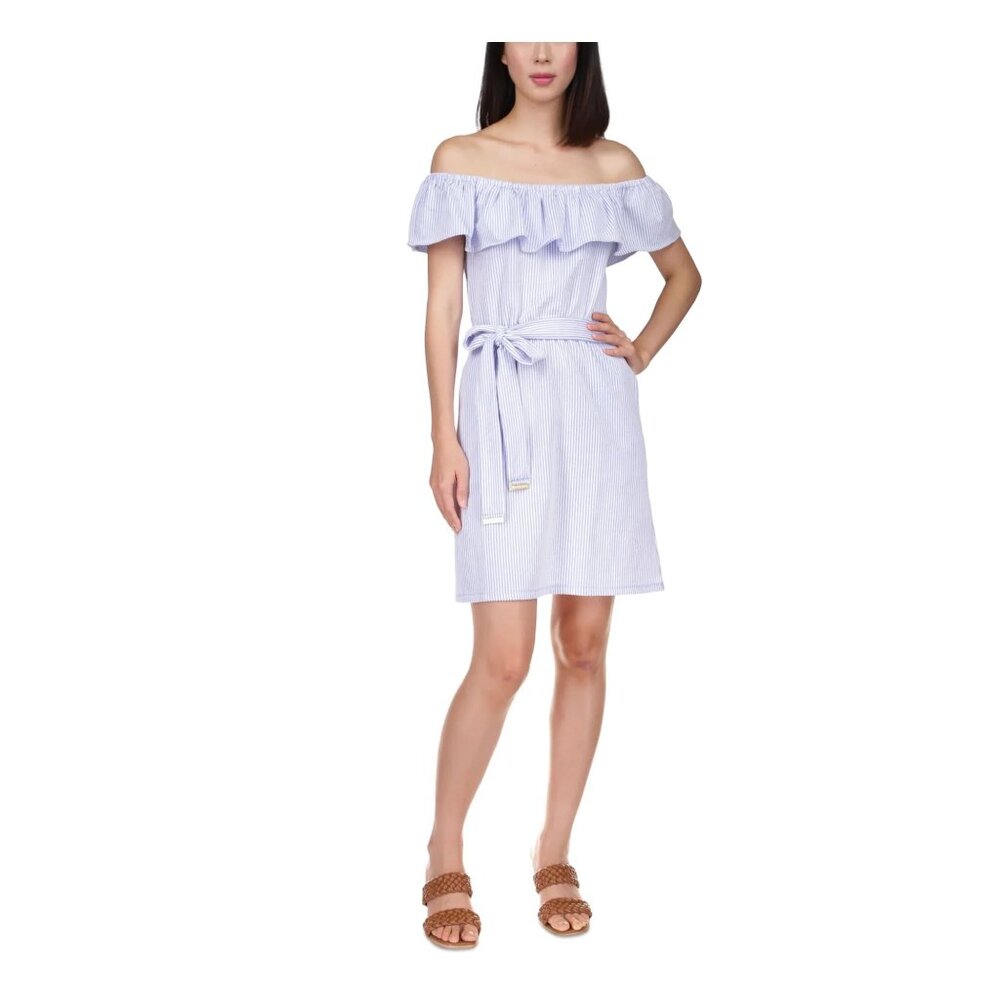 NWT Michael Kors Light Blue Off-Shoulder Mini Dress